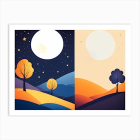 DAY AND NIGHT VECTOR ART 3 Art Print