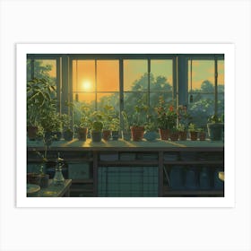 Sunset in Kitchen Art Print