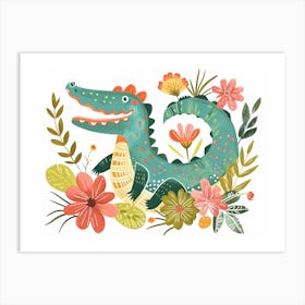 Little Floral Crocodile 3 Art Print