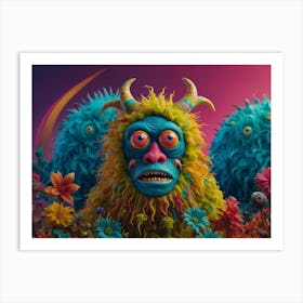 Monsters And Flowers Art Print