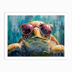 Sea Turtle In Sunglasses 1 Art Print