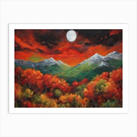 Full Moon Over The Mountains Art Print