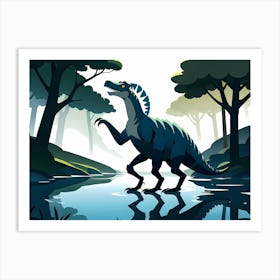 Dinosaur In The Forest Art Print