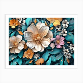 Flowers Wallpaper Art Print