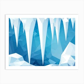 Abstract Polygonal Icicles Pattern Geometric Shapes Resembling Ice Cast In Various Shades Of White (1) Art Print