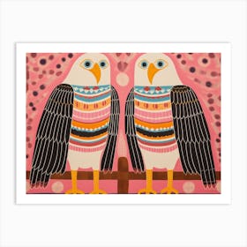 Bald Eagle 2 Folk Style Animal Illustration Art Print