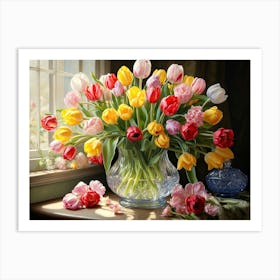 Tulips By The Window Art Print