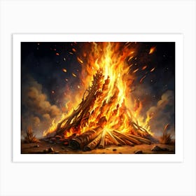 Large Bonfire At Night Art Print