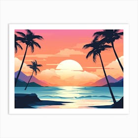 Sunset At The Beach Art Print 1 Art Print