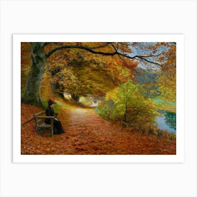 A Wooded Path in Autumn (1902) by Hans Anderson Brendekilde | Oil on Canvas | Remastered HD Immaculate Art Print