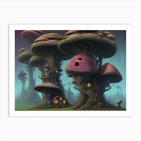 Strange Mushroom Forest 1 Art Print