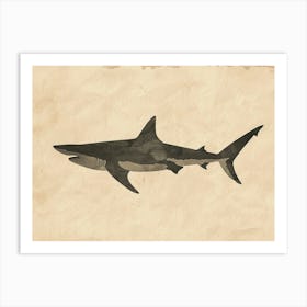 Smooth Hammerhead  Shark Grey Silhouette 1 Art Print
