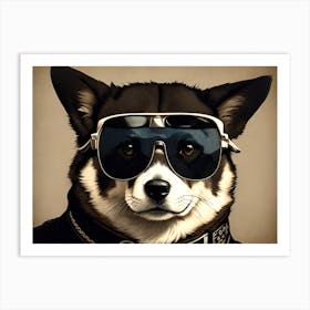 Dog With Sunglasses Art Print