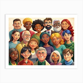 Group Of Diverse Smiling People Art Print