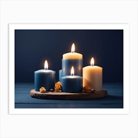 Candles On A Wooden Table Art Print