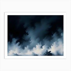 Abstract White Clouds On Black Background Art Print