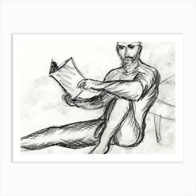 Male Nude Reading Art Print