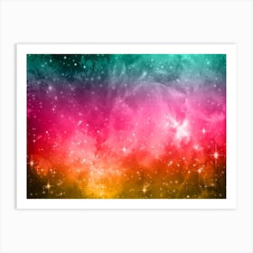 Yellow Magenta Teal Galaxy Space Background 1 Art Print