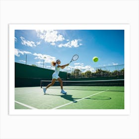 Tennis Match Showcasing An Active Lifestyle Bathed In The Golden Glow Of The Sun Action Packed Mome (1) Art Print