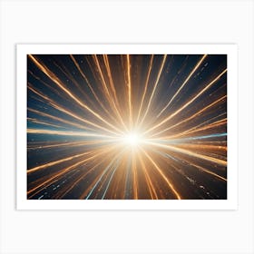 An Abstract Image Of A Bright, White Star Surrounded By Radiating Lines Of Light In Shades Of Orange And Blue Art Print