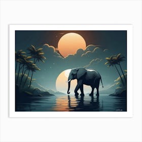 Minimalism a Elephant Water Art Paint Art Print