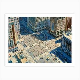 Birds Eye View Capturing The Bustling Metropolis Various Pedestrians Dotted Across The Streets Cr Art Print