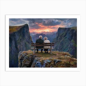 Sunset On A Bench Art Print