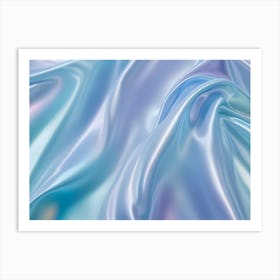 Abstract Image Of A Smooth, Flowing, Light Blue Fabric, Creating A Soft And Elegant Texture Art Print