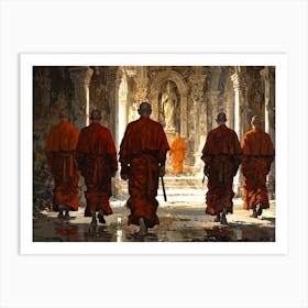 Monks In Red Robes Art Print