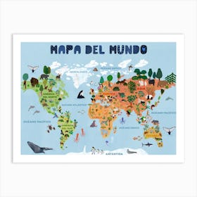 World Map Spanish Art Print