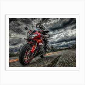 Rider On Red Bike (20) Art Print