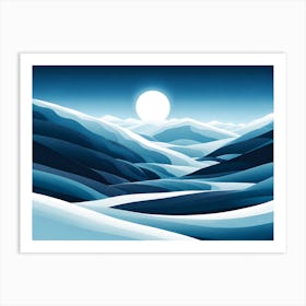 Moonlight Over The Mountains, vector art Art Print