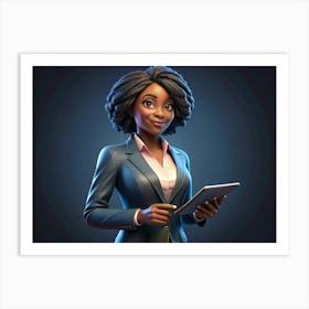 African American Businesswoman Holding A Tablet Art Print