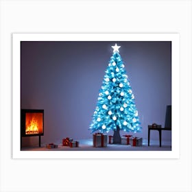 Christmas Tree Illuminated Season Home Background Holiday Merry Magic Fire Celebration Hou (21) Art Print