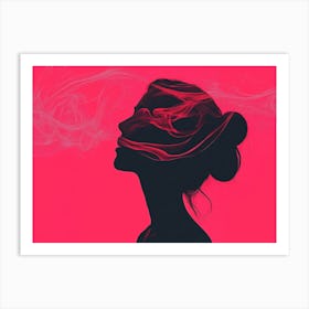 Silhouette Of A Woman With Smoke Art Print