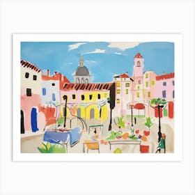 Piacenza Italy Cute Watercolour Illustration 3 Art Print