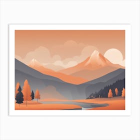 Illustration Of Misty Mountain Background Minimalist Style U Ui Flat Image Soft Orange Tone 858866050 1 Ebmb Vouo Adj Art Print