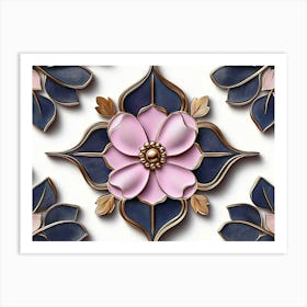 Pink And Blue Flower Art Print