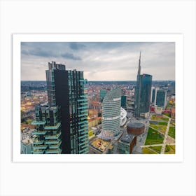 Poster Milano, Milan skyline. Skyscrapers aerial view. Aerial Photography Art Print