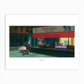 Nighthawks at Satriales - Sopranos & Edward Hopper Parody Art Print