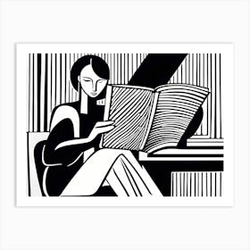 Just a girl who loves to read, Lion cut inspired Black and white Stylized portrait of a Woman reading a book, reading art, book worm, Reading girl 170 Art Print