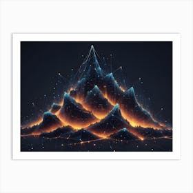 Abstract Image Of A Glowing, Geometric Mountain Range Art Print