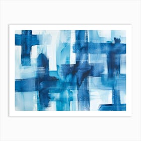 Blue And White Abstract Painting 5 Art Print