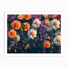 Colorful Flowers Wallpaper 6 Art Print