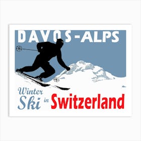 Davos, Alps Mountain, Vinter Ski In Switzerland Art Print