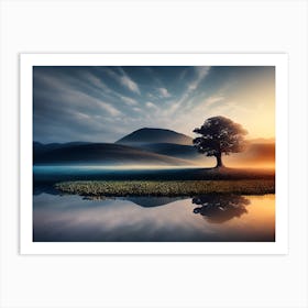 Lone Tree At Sunrise Art Print