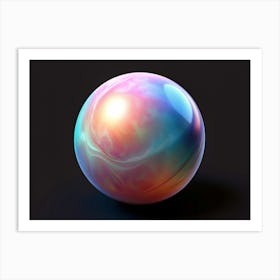 Abstract Colorful Sphere On Black Background Art Print