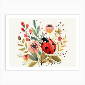 Little Floral Ladybug Art Print