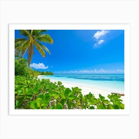 Relax Ocean Plant Idylli Holiday Coastline Beautiful Calm Shore Blue Paradise Sunlight N (16) Art Print