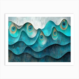 3d Art With Blues, Turquoise, And Grays In A Gray Light Art Print